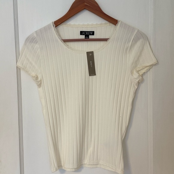 White Ribbed Short Sleeve Top - Picture 3 of 5